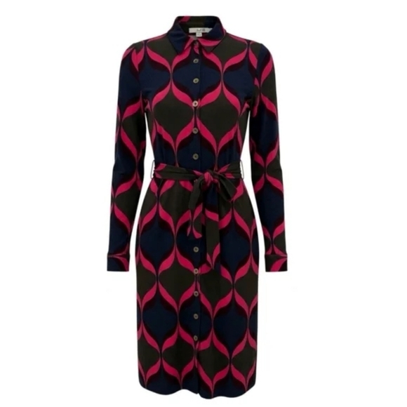 Boden Dresses & Skirts - Boden Carnaby Geometric Print Belted Shirt Dress